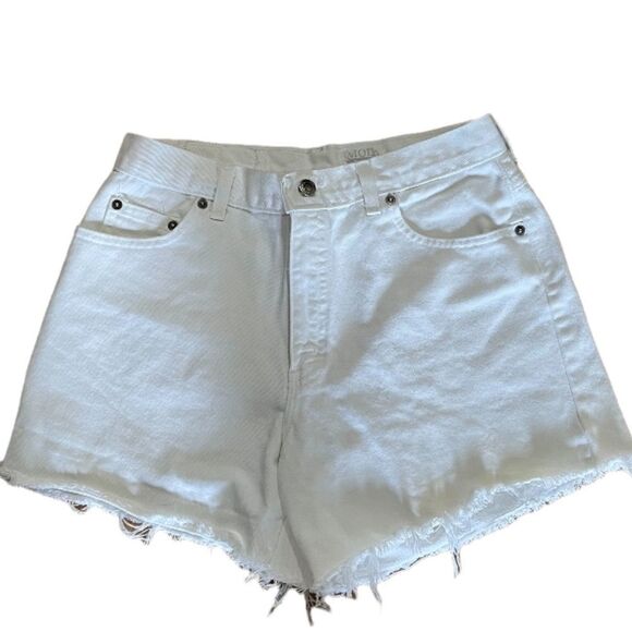 Moda International High Waisted White Cut off Jean Shorts, Size 8 - Picture 1 of 3
